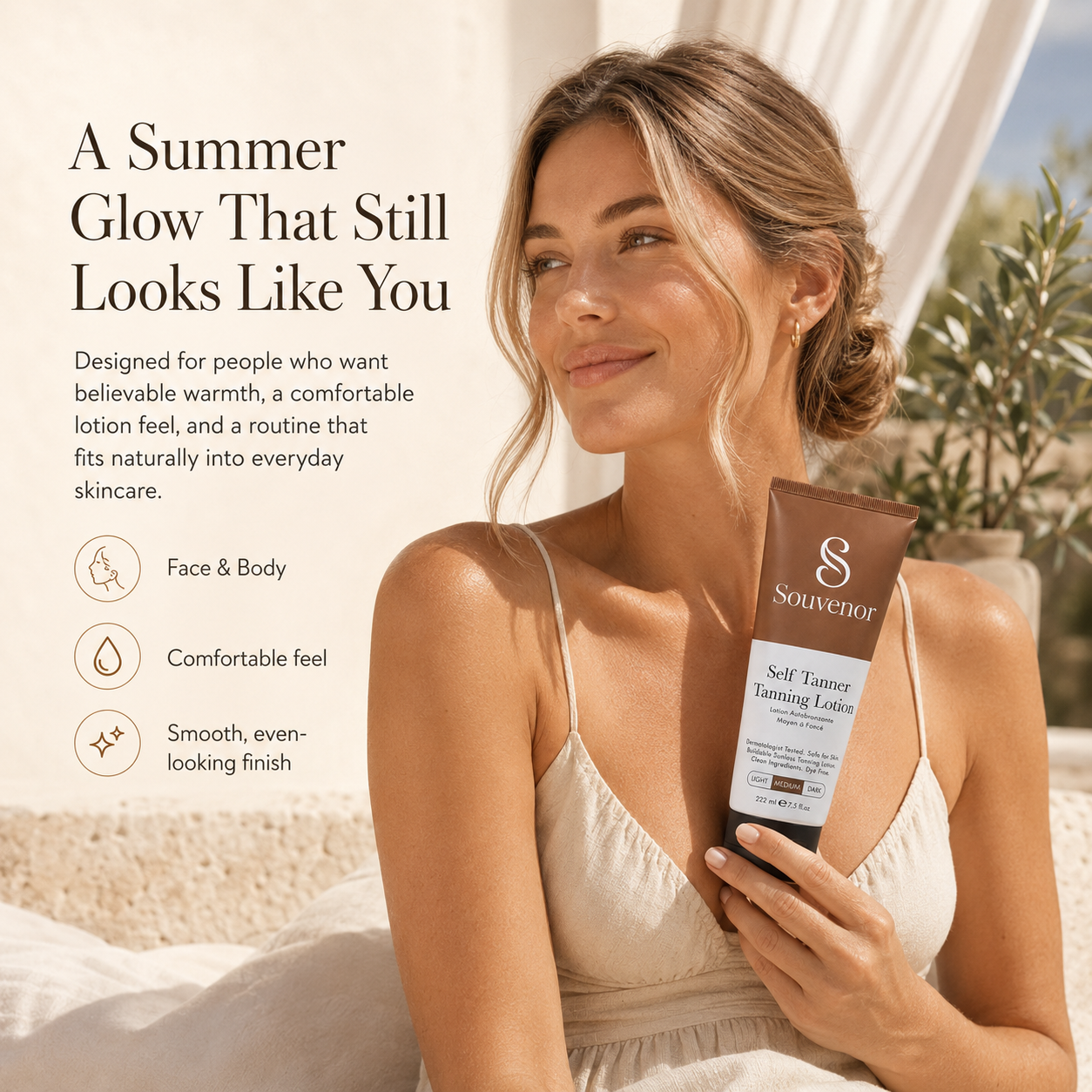 🔥Souvenor® Self Tanner Body Lotion 🌞 Best Gradual Natural Bronzed Sunless Hydrating Streak Free Tanning Glow