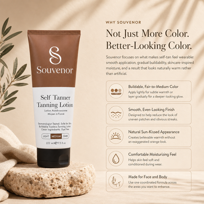 🔥Souvenor® Self Tanner Body Lotion 🌞 Best Gradual Natural Bronzed Sunless Hydrating Streak Free Tanning Glow