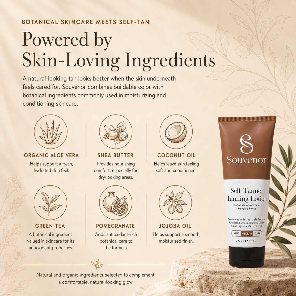 🔥Souvenor® Self Tanner Body Lotion 🌞 Best Gradual Natural Bronzed Sunless Hydrating Streak Free Tanning Glow