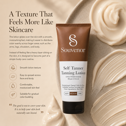 🔥Souvenor® Self Tanner Body Lotion 🌞 Best Gradual Natural Bronzed Sunless Hydrating Streak Free Tanning Glow